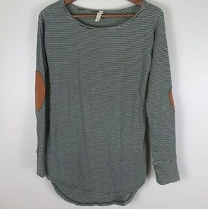 Long sleeve waffle knit, poly/rayon shirt